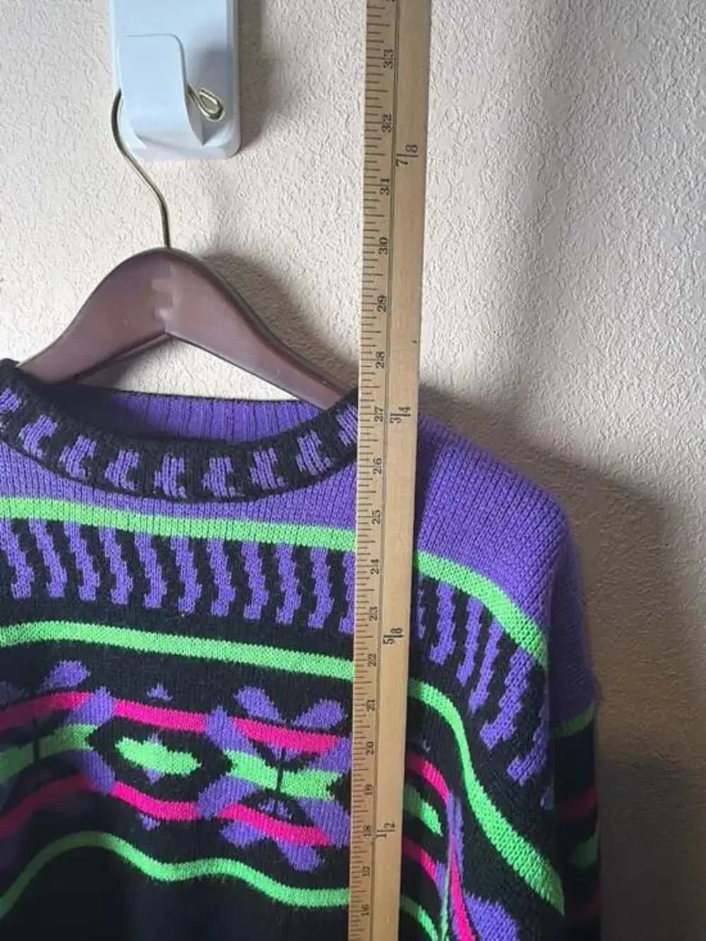 VTG Demetre‎ Mens L Ski Sweater Wool Blend Geometric Neon Abstract USA